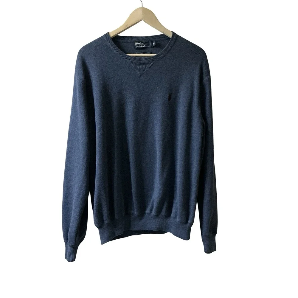 Vintage Polo Ralph Lauren Sweater Mens X-Large Blue W Maroon Pony Woven Pullover